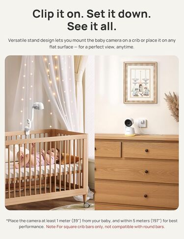 Dr.Care LumiView Plus Smart WiFi Baby Monitor with Clip Mount - 5.5" 1080P Split Screen & 2K Camera, Privacy Mode, Cry & Motion Alerts, 5000mAh Removable Battery, RGB Night Light, HD Night Vision in Kuwait
