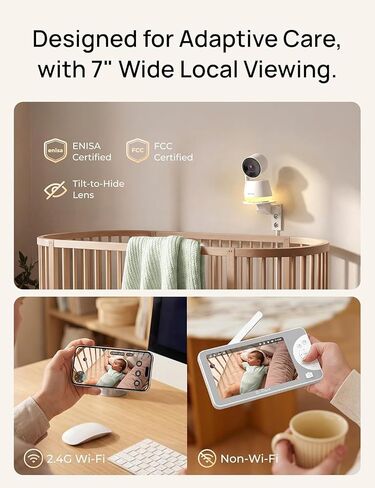 Dr.Care LumiView Max Smart WiFi Baby Monitor - 7" 1080P FHD & 2K Camera, Privacy Mode, Cry & Motion Detection, 6000mAh Removable Battery, RGB Night Light, Snapshot & Video Recording, HD Night Vision in Saudi Arabia