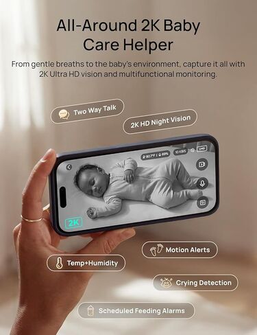 Dr.Care LumiView Max Smart WiFi Baby Monitor - 7" 1080P FHD & 2K Camera, Privacy Mode, Cry & Motion Detection, 6000mAh Removable Battery, RGB Night Light, Snapshot & Video Recording, HD Night Vision in Saudi Arabia