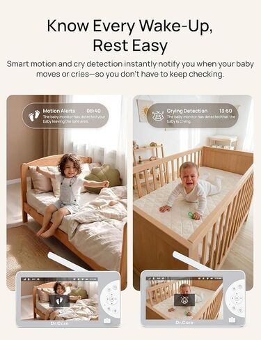 Dr.Care LumiView Max Smart WiFi Baby Monitor - 7" 1080P FHD & 2K Camera, Privacy Mode, Cry & Motion Detection, 6000mAh Removable Battery, RGB Night Light, Snapshot & Video Recording, HD Night Vision in Saudi Arabia