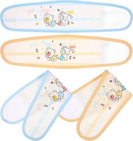Healifty 4 Pcs Baby Belly Button Band: Double-Layer Cotton Infant Belly Bands, Umbilical Cord Navel Belt for Newborn Baby (Mixed Colors) in Kuwait