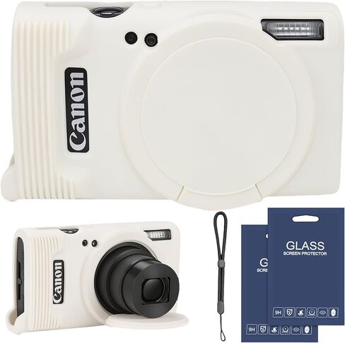 Case for Canon PowerShot ELPH 360 HS/IXY 650/IXUS 285 HS Camera | Soft Silicone Protective Case Removable Lens Cover,Comes with 2 Screen Protectors and 1 Wrist Strap (Brown) in Kuwait