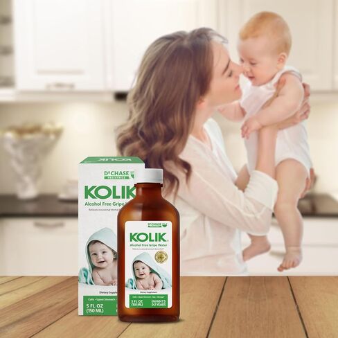 Dr. Chase Kolik Gripe Water for Babies, Alcohol-Free, Plant-Based (5 fl oz) | Plant-Based Gas Drops for Newborns & Infants w/ Fennel & Dill, Colic, Fussiness, Hiccups & Tummy Discomfort Relief (150mL) in Kuwait