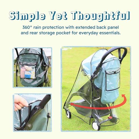 Lusinus Stroller Rain Cover – Thick EVA Waterproof Windproof Canopy Compatible with YOYO – Breathable with Side Vents – Includes Oxford Waterproof Drawstring Bag – Baby Stroller Accessory in Kuwait