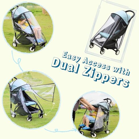 Lusinus Stroller Rain Cover – Thick EVA Waterproof Windproof Canopy Compatible with YOYO – Breathable with Side Vents – Includes Oxford Waterproof Drawstring Bag – Baby Stroller Accessory in Kuwait