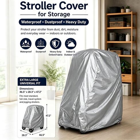 Stroller Cover for Storage - Waterproof Stroller Cover, Heavy Duty Oxford Fabric , Universal Fit Large Dustproof Stroller Bag for Most Strollers, Indoor Outdoor Storage and Travel in Kuwait
