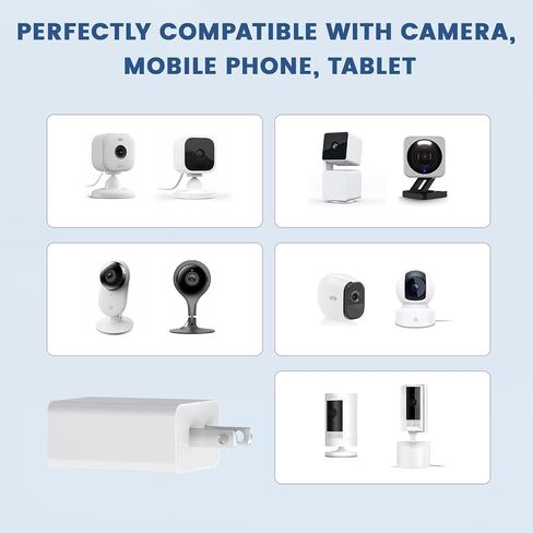 3 Pcs 5V 2A Power Adapter for Outdoor Wyze V1 V2 V3 V4 Nest cam, Blink Mini Pan, Ring Spotlight, Ring Stick Up Cam, Kasa, Google Nest, Blink Indoor, Arlo Pro cam Security Camera Wall Charger Plug in Kuwait