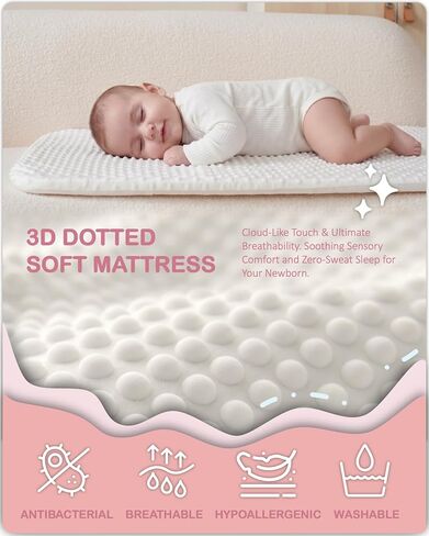BEKA Bassinet Bedside Sleeper for Baby, 2 in 1 Baby Crib for Newborn, Bedside Bassinet with 4 Auto-Lock Wheels & Adjustable Height, Breathable Mesh Sides & Soft Mattress in Kuwait