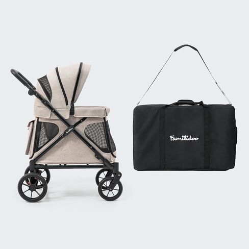 Familidoo Q1 2.0 Multi-Use Kids Wagon Stroller – Foldable, Lightweight & All-Terrain for Kids & Pets – Magnetic Safety Harness, Rain Cover and Travel Bag – Up to 132 lbs (Charcoal Gray) in Kuwait
