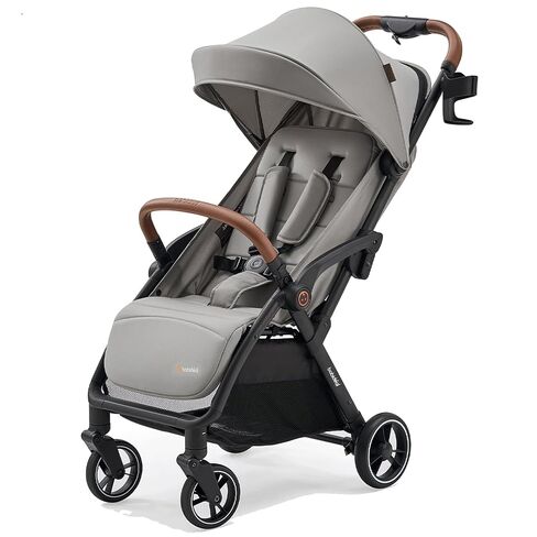Baby Stroller, Auto-Fold Lightweight Travel Stroller for Airplane, Compact Toddler Pushchair with PU Leather Handle, Newborn to 50 lbs, Grey in Kuwait