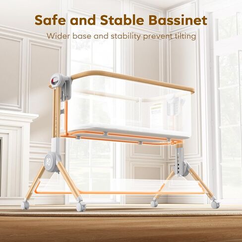 ANGELBLISS Baby Bassinet Bedside Sleeper, 3-in-1 Foldable Bassinet for Newborns, One-Click Portable Baby Crib with Mesh Sides, Adjustable Height, Mattress and Carry Bag in Kuwait