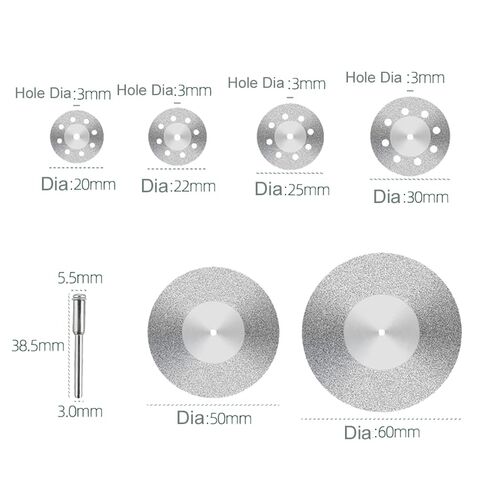 30 pcs Diamond Cutting Wheel Rotary Cut-Off Wheel Disc Blades Cutter Tool Kit 2 pcs Each 2 Kinds & 11 Sizes 16mm to 60mm +4 pcs Mandrels+1 Free Screwdriver in Kuwait