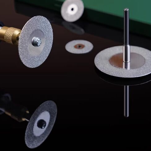 30 pcs Diamond Cutting Wheel Rotary Cut-Off Wheel Disc Blades Cutter Tool Kit 2 pcs Each 2 Kinds & 11 Sizes 16mm to 60mm +4 pcs Mandrels+1 Free Screwdriver in Kuwait