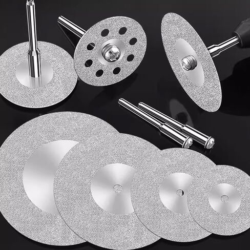 30 pcs Diamond Cutting Wheel Rotary Cut-Off Wheel Disc Blades Cutter Tool Kit 2 pcs Each 2 Kinds & 11 Sizes 16mm to 60mm +4 pcs Mandrels+1 Free Screwdriver in Kuwait
