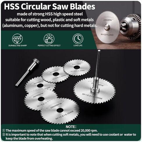 65Pcs Cutting Wheel W 1/8 Inch Shank Set, 545 Diamond Cutting Wheels, HSS Circular Saw Blades, Resin Cutting Discs, Rotary Tool Accessories for Wood Plastic Gem Glass Aluminum Alloy Jade in Kuwait