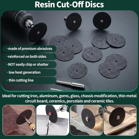 65Pcs Cutting Wheel W 1/8 Inch Shank Set, 545 Diamond Cutting Wheels, HSS Circular Saw Blades, Resin Cutting Discs, Rotary Tool Accessories for Wood Plastic Gem Glass Aluminum Alloy Jade in Kuwait