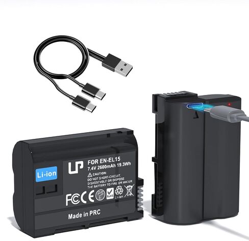 LP EN-EL15C Battery 2-Pack 2600mAh USB-C Fast Charging for Nikon EN EL15C Batteries, Compatible with Zf Z8 Z7 Z7II Z6 Z6II Z5 D7000 D7100 D7200 D7500 D500 D600 D610 D750 D780 D800 D850 D810 Cameras in Kuwait