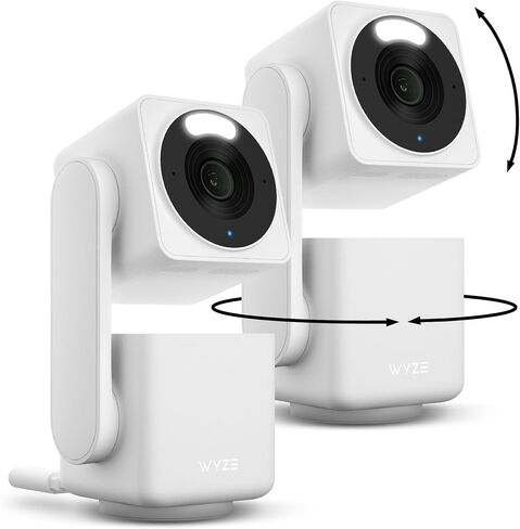 WYZE Cam Pan v4 (2-Pack), 4K Smart Home Security Camera System, AI Indoor/Outdoor Monitor for Baby/Pet/Person/Vehicle, Color Night Vision, 360° Pan/Tilt, 2.4G&5G, Works with Alexa & Google Assistant in Kuwait