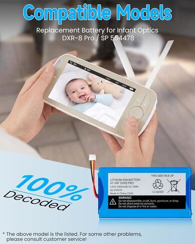 Battery Replacement for Infant Optics DXR-8 Pro Battery - 2800mAh Rechargeable Battery Compatible with DXR-8 PRO Video Baby Monitor/Model SP 554478-3.85V / 10.78Wh (Not Compatible with DXR-8) in Kuwait