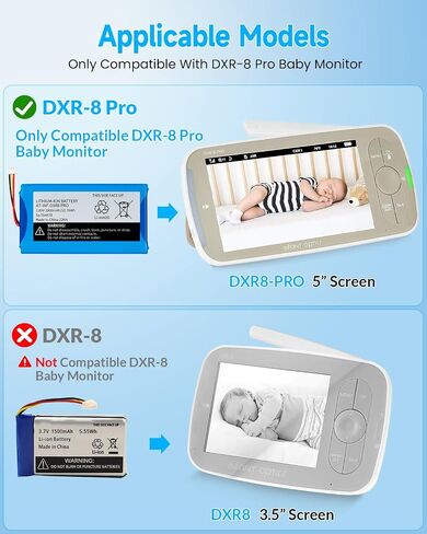 Battery Replacement for Infant Optics DXR-8 Pro Battery - 2800mAh Rechargeable Battery Compatible with DXR-8 PRO Video Baby Monitor/Model SP 554478-3.85V / 10.78Wh (Not Compatible with DXR-8) in Kuwait