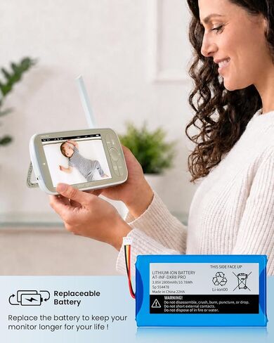 Battery Replacement for Infant Optics DXR-8 Pro Battery - 2800mAh Rechargeable Battery Compatible with DXR-8 PRO Video Baby Monitor/Model SP 554478-3.85V / 10.78Wh (Not Compatible with DXR-8) in Kuwait