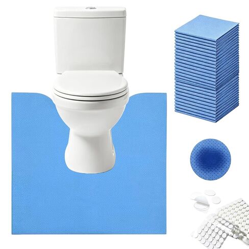 Upgraded 25 Pack Disposable Toilet Mats, Non-Slip Floor Protector from Urine, 4 Corners Adhesive, Super Absorbent Toilet Mats for Bathroom, Potty Training, Elderly, Travel, RV, Family, Pet Use in Kuwait