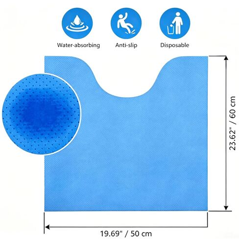 Upgraded 25 Pack Disposable Toilet Mats, Non-Slip Floor Protector from Urine, 4 Corners Adhesive, Super Absorbent Toilet Mats for Bathroom, Potty Training, Elderly, Travel, RV, Family, Pet Use in Kuwait