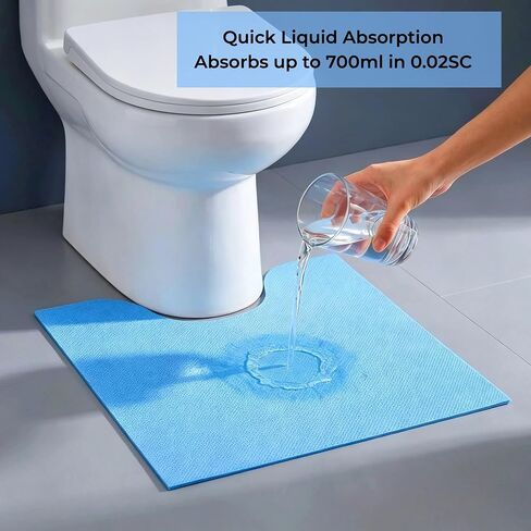 Upgraded 25 Pack Disposable Toilet Mats, Non-Slip Floor Protector from Urine, 4 Corners Adhesive, Super Absorbent Toilet Mats for Bathroom, Potty Training, Elderly, Travel, RV, Family, Pet Use in Kuwait