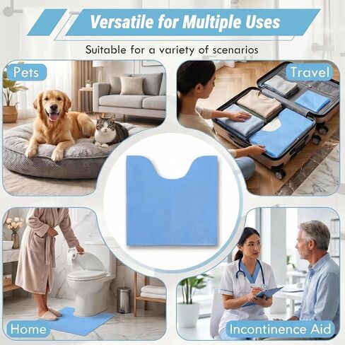 Upgraded 25 Pack Disposable Toilet Mats, Non-Slip Floor Protector from Urine, 4 Corners Adhesive, Super Absorbent Toilet Mats for Bathroom, Potty Training, Elderly, Travel, RV, Family, Pet Use in Kuwait