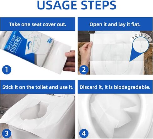 Flushable Toilet Seat Covers, 50 Ct, for Travel in Kuwait