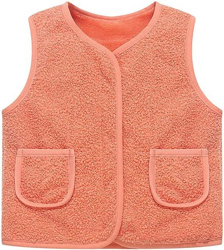 Moonker Kids Sherpa Fleece Vest Jacket Boy Girls Warm Cozy Zipper Sleeveless Waistcoat Fuzzy Winter Cropped Soft Jacket in Kuwait