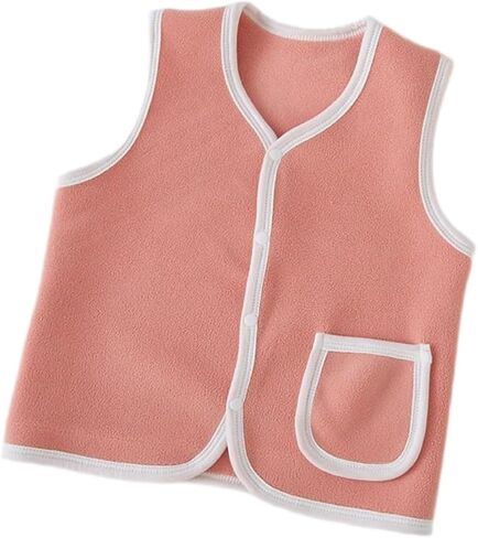 Moonker Baby Fuzzy Fleece Vest Boys Girls Cute Plain Button Down Sleeveless Warm Jacket Toddler Puffy Fleece Jacket For Girls in Kuwait