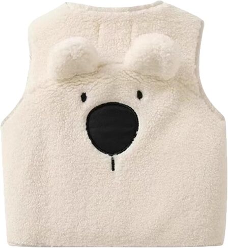 Moonker Fuzzy Fleece Vest Toddler Cute Button Down Crewneck Sleeveless Fluffy Sherpa Jacket Baby Cozy Sherpa Coat For Kids in Kuwait