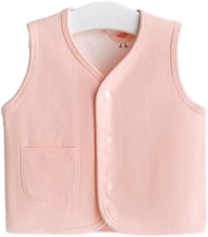 Moonker Boys Girls Plain Warm Vest Todder Thick Soft Button Down Sleeveless Thermal Jacket Kids Baby Cute Fuzzy Fleece Vest in Kuwait