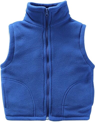 Boys Girls Polar Fleece Vest Full Zip Sweatshirt Jacket Sleeveless Waistcoat Lightweight Windproof Athletic Gilet Outerwear in Kuwait