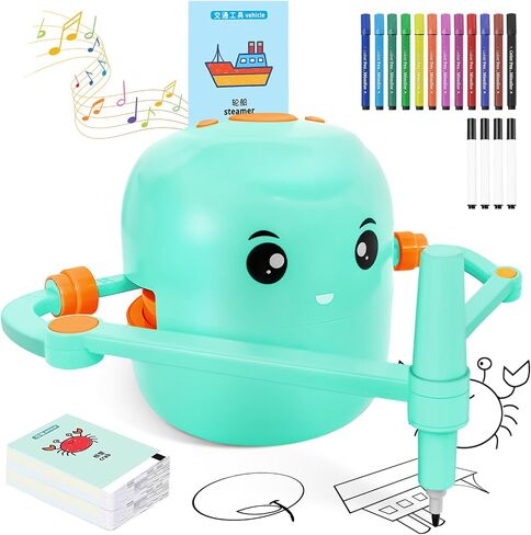 Drawing Robot for Kids with 150 Learning Cards and 17 Colorful Pens, Voice Interactive Educational Smart Art Painting Machine, Step-by-Step Drawing Guidance for Boys Girls Early Learning & STEM Toys in Kuwait