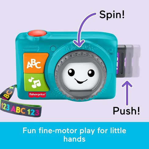 Fisher-Price Laugh & Learn Light-Up Camera | Pretend Camera Baby & Toddler Toy, Lights & Educational Music, Infant & Toddlers Ages 6+ Months in Kuwait