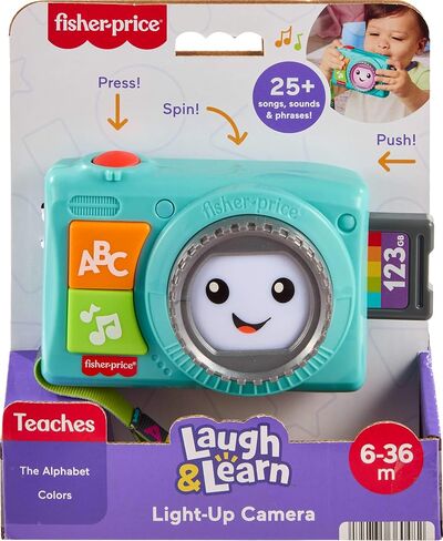 Fisher-Price Laugh & Learn Light-Up Camera | Pretend Camera Baby & Toddler Toy, Lights & Educational Music, Infant & Toddlers Ages 6+ Months in Kuwait