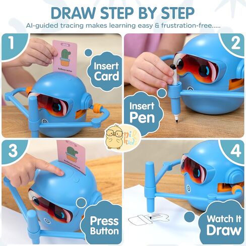 Drawing Robot for Kids, Automatic Educational Drawing Machine with Motorized Arm, 100 Drawing Cards & 16 Pens, Screen-Free STEM Learning Toy for 3 4 5 6 7 8 Year Old Boys & Girls, Rechargeable Gift in Kuwait