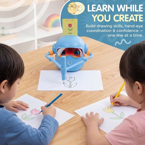 Drawing Robot for Kids, Automatic Educational Drawing Machine with Motorized Arm, 100 Drawing Cards & 16 Pens, Screen-Free STEM Learning Toy for 3 4 5 6 7 8 Year Old Boys & Girls, Rechargeable Gift in Kuwait
