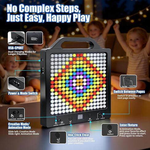 Konijiwa Sensory Toys for Kids with Autism | Light-Up STEM Toy | Screen-Free Travel Toy | No Pegs Choking Hazard, for Autistic, ADHD, CVI, Boys, Girls, Toddlers, Birthday, Gift, Ages 3+ (256 Buttons) in Kuwait