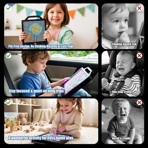 Konijiwa Sensory Toys for Kids with Autism | Light-Up STEM Toy | Screen-Free Travel Toy | No Pegs Choking Hazard, for Autistic, ADHD, CVI, Boys, Girls, Toddlers, Birthday, Gift, Ages 3+ (256 Buttons) in Kuwait