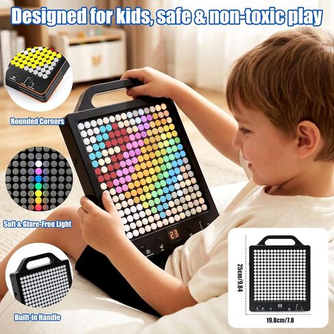 Konijiwa Sensory Toys for Kids with Autism | Light-Up STEM Toy | Screen-Free Travel Toy | No Pegs Choking Hazard, for Autistic, ADHD, CVI, Boys, Girls, Toddlers, Birthday, Gift, Ages 3+ (256 Buttons) in Kuwait