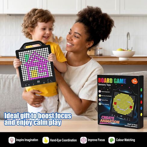 Konijiwa Sensory Toys for Kids with Autism | Light-Up STEM Toy | Screen-Free Travel Toy | No Pegs Choking Hazard, for Autistic, ADHD, CVI, Boys, Girls, Toddlers, Birthday, Gift, Ages 3+ (256 Buttons) in Kuwait