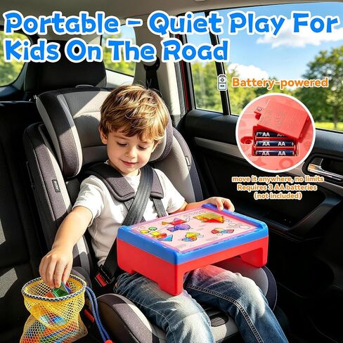 PLAY Light Box for Kids, LED Light Table with 6 Translucent Puzzle Films and 50 Shapes, Adjustable Colors and Brightness, Sensory Toy for Painting, Sketching, Drawing and Early Development in Kuwait
