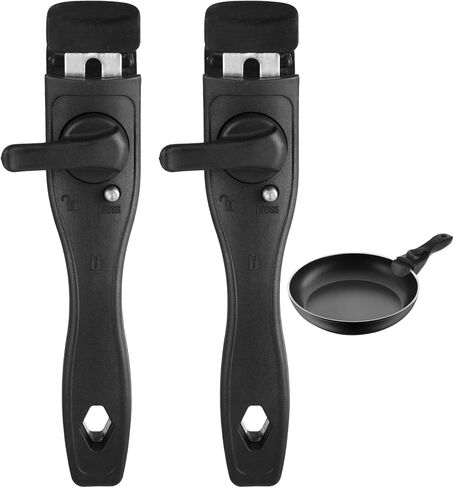 Joyibay 2 Pcs Detachable Pan Handle, Black Plastic Removable Handle with Heat Insulation, Universal Replacement for Frying Pans, Pots & Skillets, 7.5 x 1.6 in in Kuwait