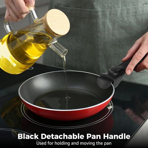 Joyibay 2 Pcs Detachable Pan Handle, Black Plastic Removable Handle with Heat Insulation, Universal Replacement for Frying Pans, Pots & Skillets, 7.5 x 1.6 in in Kuwait