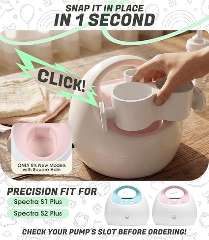 Breast Pump Bottle Holder Compatible for Spectra S1 Plus and S2 Plus (Square Hole) Detachable and Easy to Clean Makes Your Pumping Journey Smoother Ideal Gift for new Mothers White in Kuwait