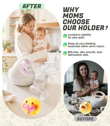 Breast Pump Bottle Holder Compatible for Spectra S1 Plus and S2 Plus (Square Hole) Detachable and Easy to Clean Makes Your Pumping Journey Smoother Ideal Gift for new Mothers White in Kuwait