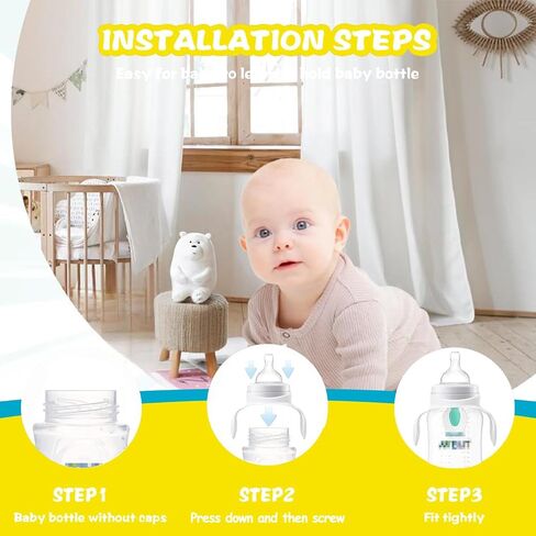 Baby Bottle Handles Compatible with Philips Avent Anti-Colic and AirFree Vent Baby Bottles, Compatible Avent Bottle Holder, 6 Count,White+Purple in Kuwait